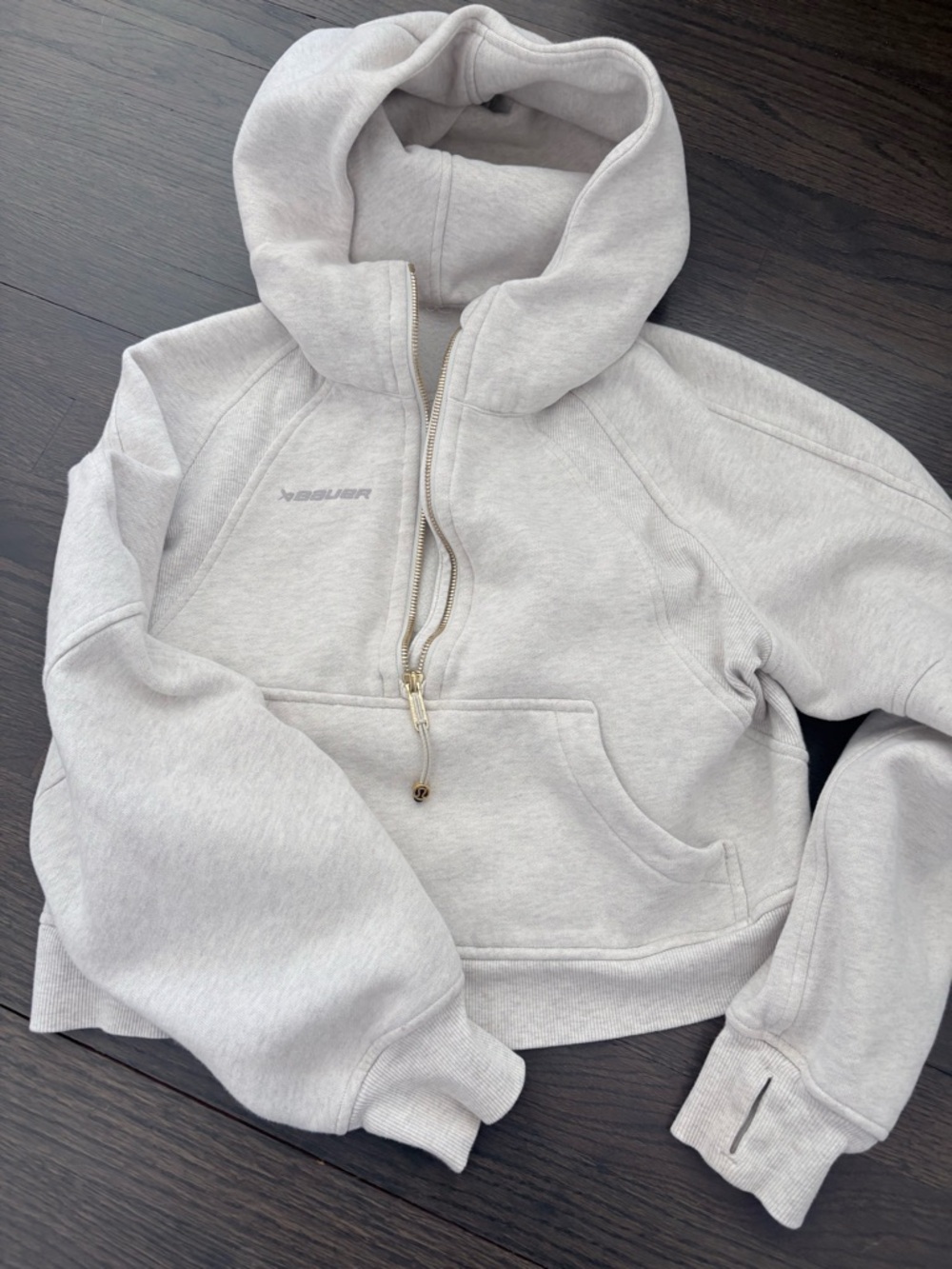 LIMITED EDITION lululemon athletica x Bauer Light Gray Half-Zip Hoodie